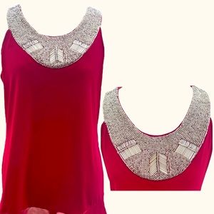 Burgundy Beaded Blouse